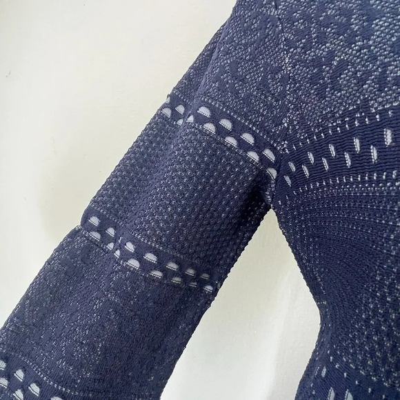 Womens Elegant A Line Midi Long Sleeve Flared Navy Blue Chic Dress Medium - Picture 9 of 15